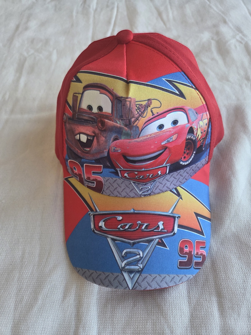 ​Disney Pixar Cars 2 Lightning McQueen Red Baseball Cap Hat Kids NWOT